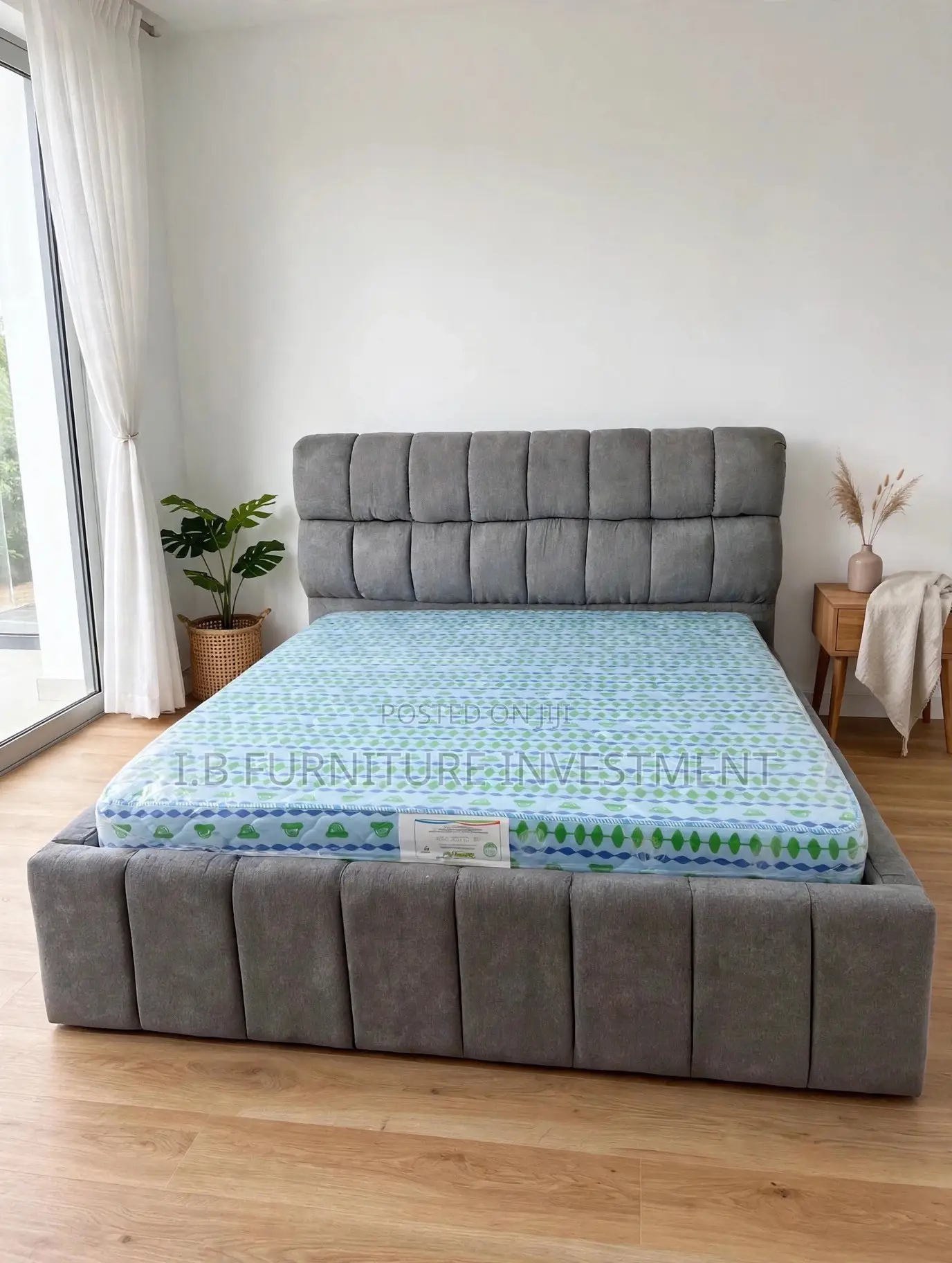 6 by 6 Black and Gray Well Padded Bedframe