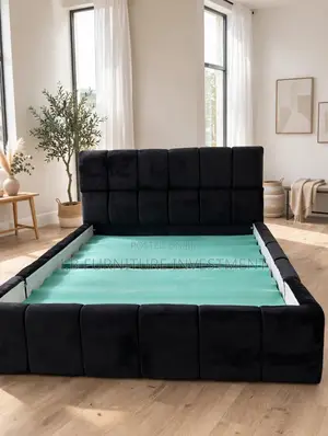 6 by 6 Black and Gray Well Padded Bedframe