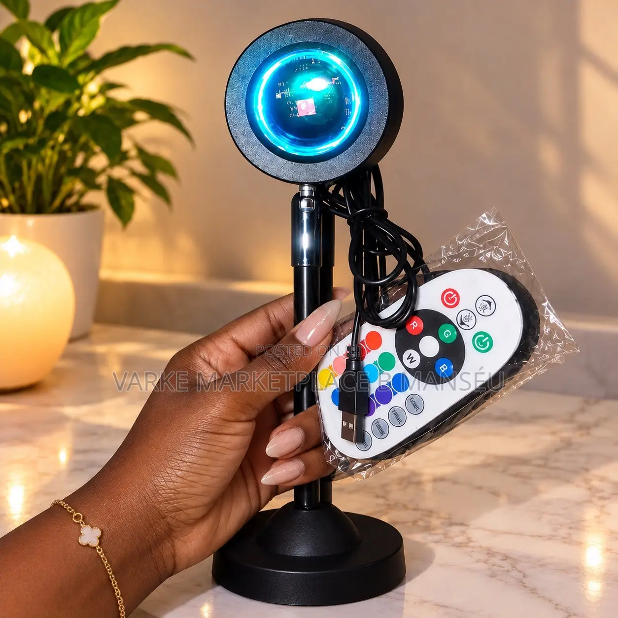Sunset Projection Lamp With Remote Control, 6-Color RGB, 180°Rotatable