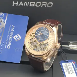 Hanboro Double Balance Flywheel Mechanical Genuine Leather Watch