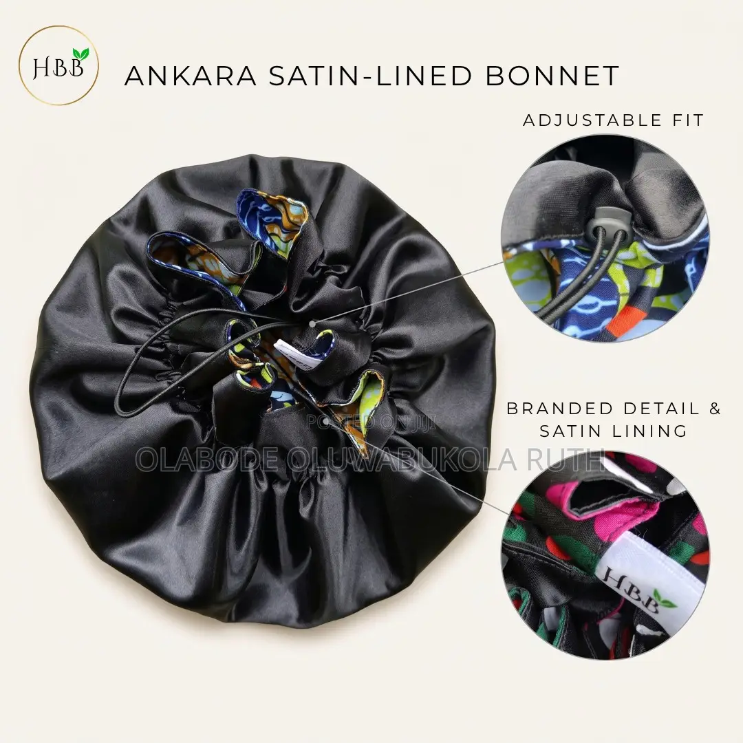 Wholesale Ankara Satin-Lined Adjustable Bonnets | Custom-Branded