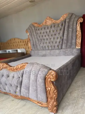 6 by 6ft Grey and Gold Royal Bed