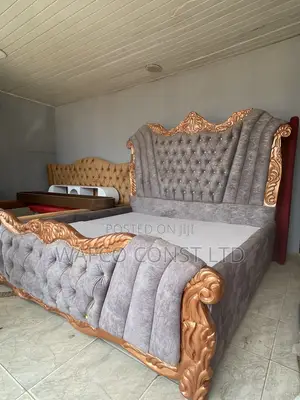 6 by 6ft Grey and Gold Royal Bed