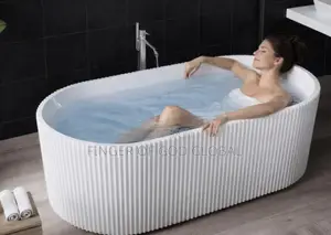 Luxury Freestanding Bathtub – Modern Ribbed Design