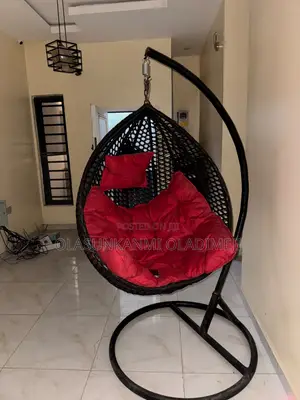 Luxury Outdoor & Indoor Egg Swing Chair With Stand (Black & Red)