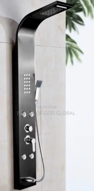 Luxury Black Stainless Steel Shower Panel With Rainfall Shower He