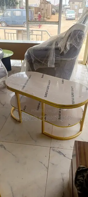 Luxury Gold Glossy Oval Centre Table