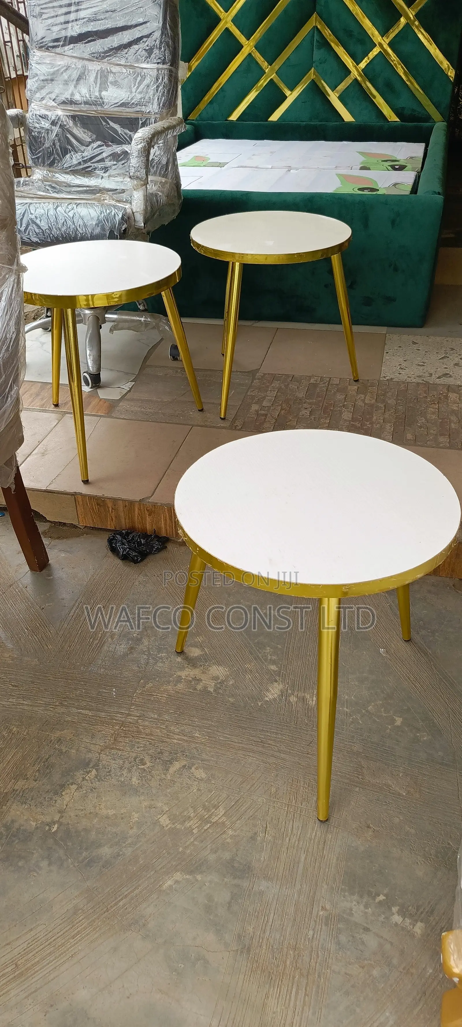 White & Gold Round Stools