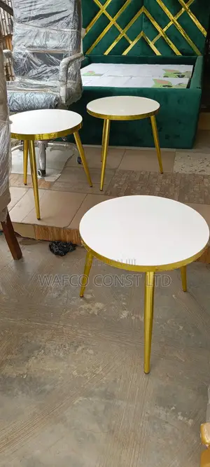 White & Gold Round Stools
