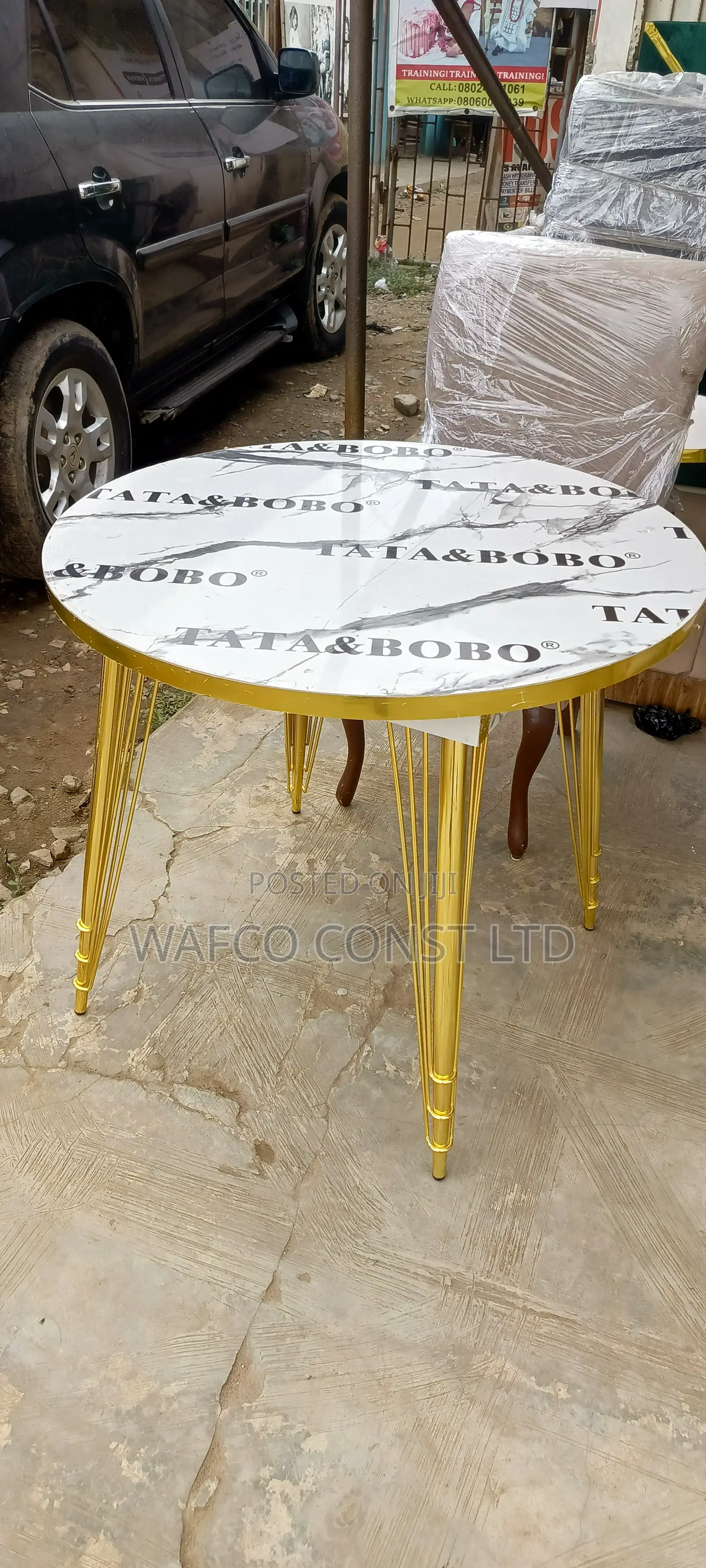 White & Gold Round Stools