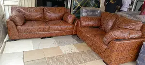 Luxury Brown Leather 2-Seater Sofa Set