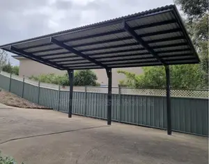Simple Carport Made of Real Steel, Shaded With Quality Aluminum
