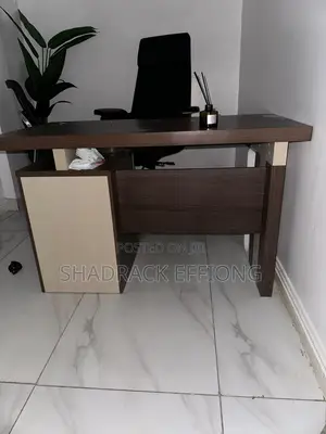 Modern Executive Desk - Dark Wood & Off-White Finish