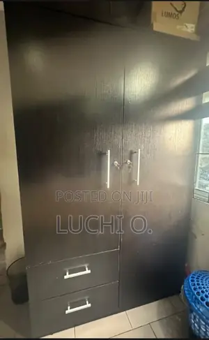 Premium 2-Door Wardrobe With 2 Drawers - Dark Finish