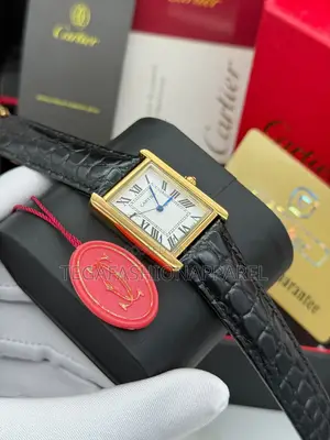 Cartier Tank-Style Genuine Leather Strap Watch