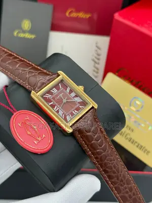 Cartier Tank-Style Genuine Leather Strap Watch