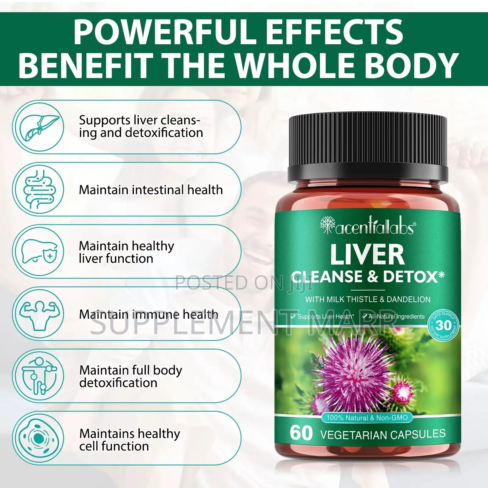 Liver Cleanse & Detox With Milk Thistle & Dandelion X 60 Capsules