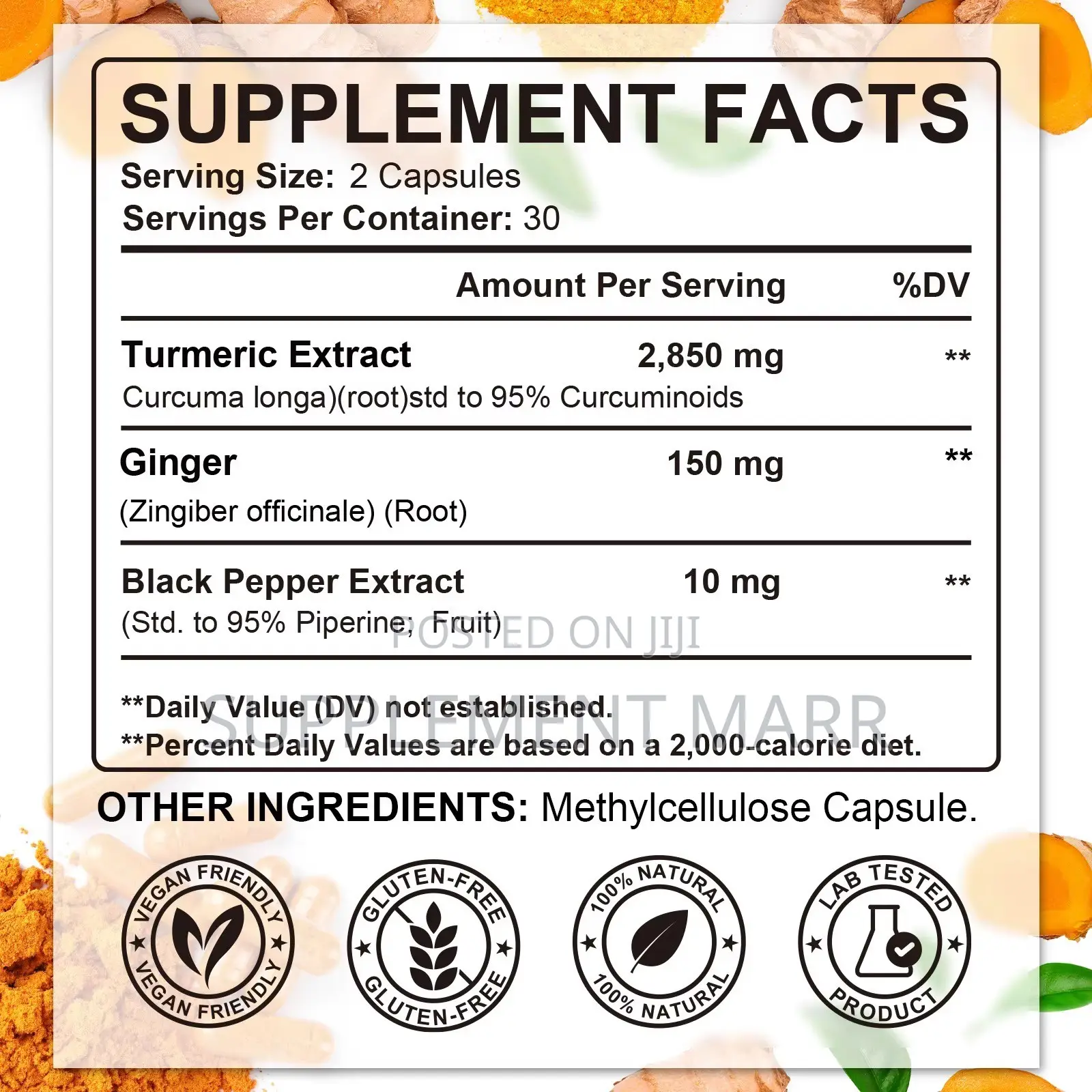 Turmeric Ginger With Black Pepper 3000mg X 60 Capsules