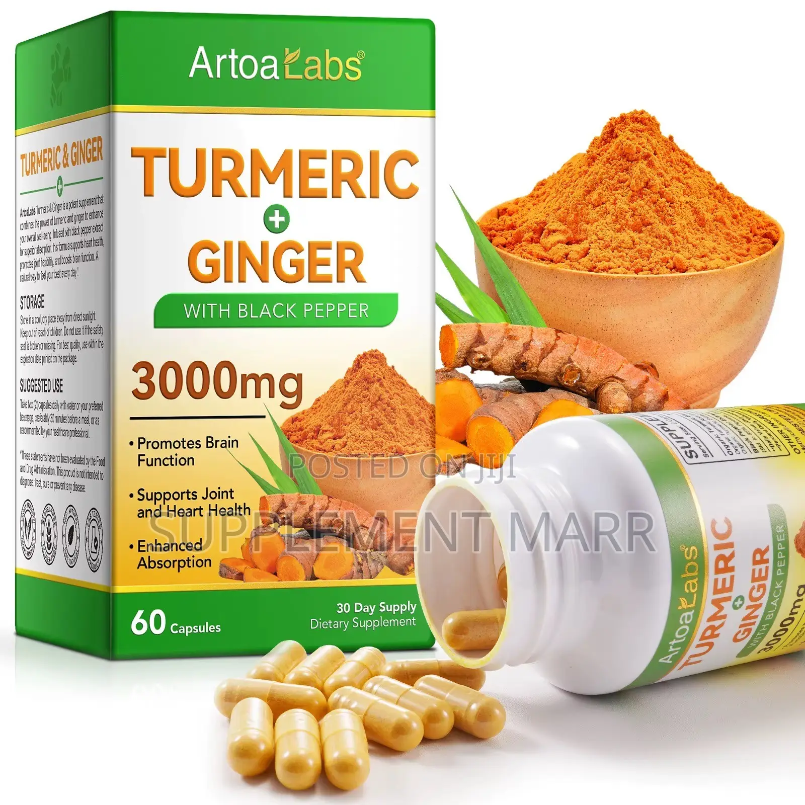 Turmeric Ginger With Black Pepper 3000mg X 60 Capsules