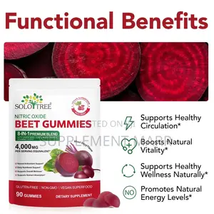 Nitric Oxide Beet Gummies 8-in-1 Blend - Grape, COQ10, Black Pepper