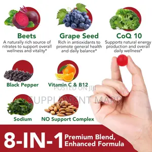 Nitric Oxide Beet Gummies 8-in-1 Blend - Grape, COQ10, Black Pepper