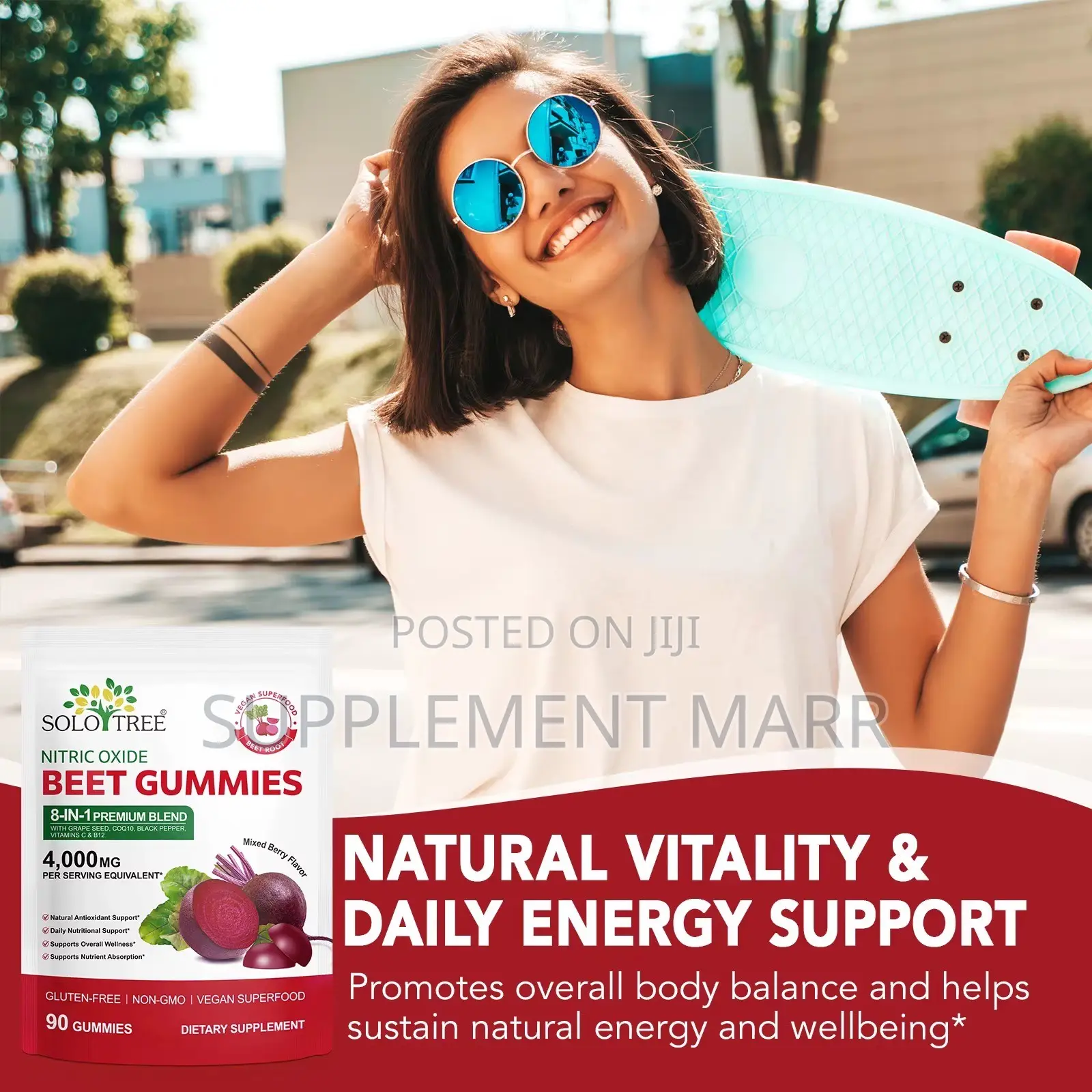 Nitric Oxide Beet Gummies 8-in-1 Blend - Grape, COQ10, Black Pepper