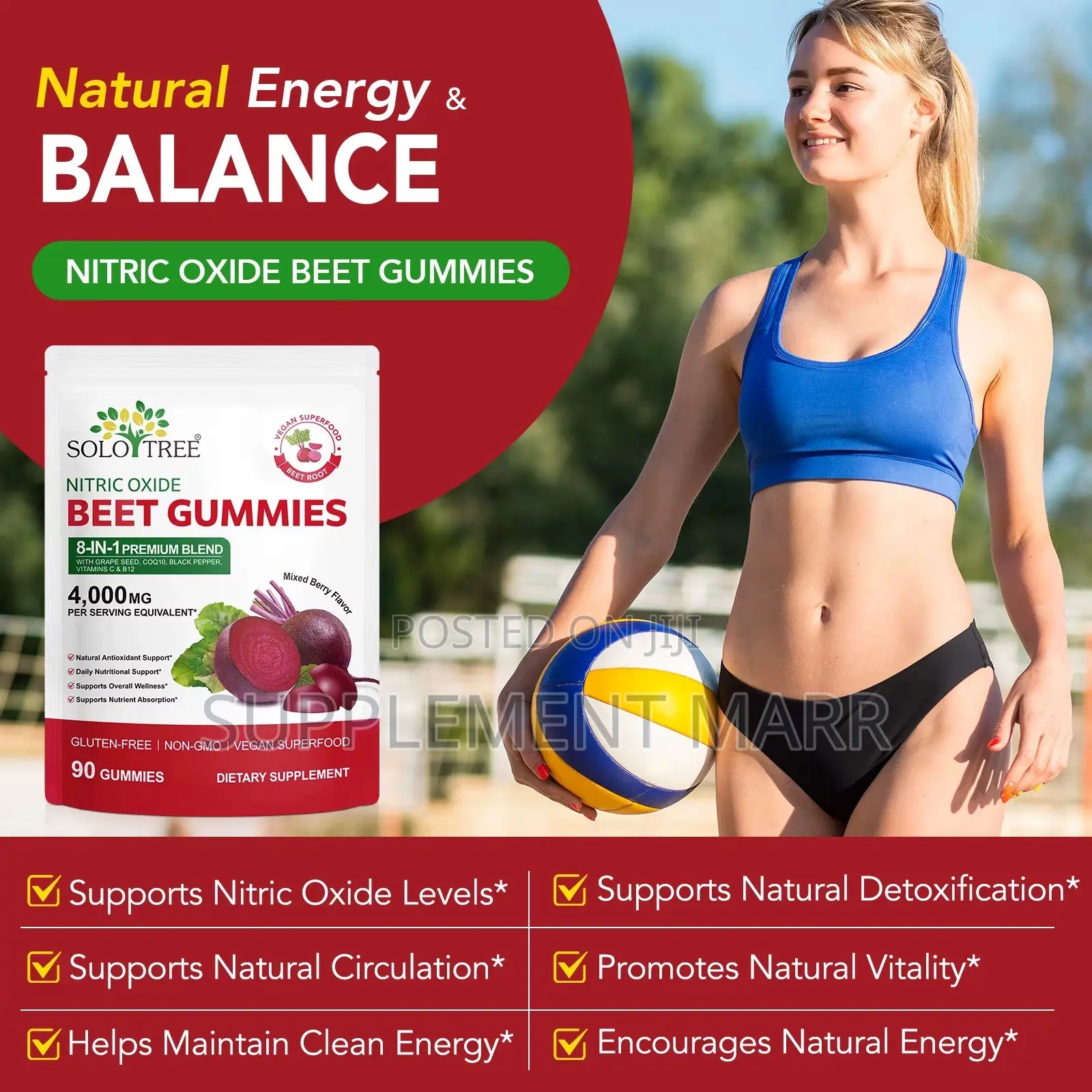 Nitric Oxide Beet Gummies 8-in-1 Blend - Grape, COQ10, Black Pepper
