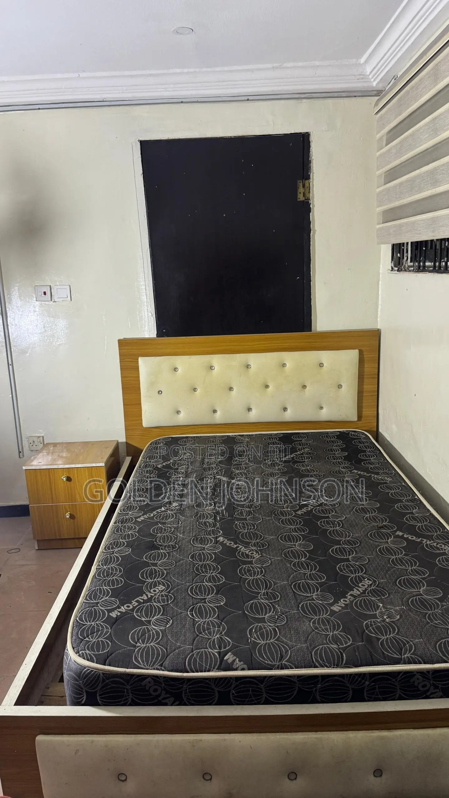 Bedframe, Mattress and Bedside Drawer