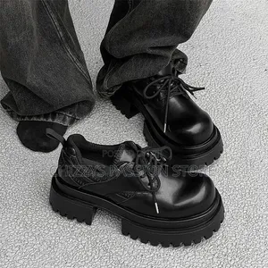 Men's Black Chunky Lace-Up Platform Shoes