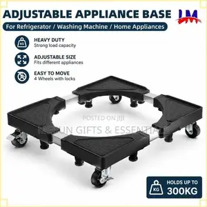 Adjustable Refrigerator and Washing Machine Base Stand With Wheels