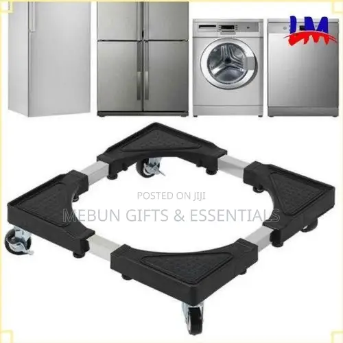 Adjustable Refrigerator and Washing Machine Base Stand With Wheels