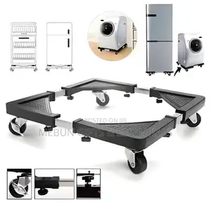 Adjustable Refrigerator and Washing Machine Base Stand With Wheels
