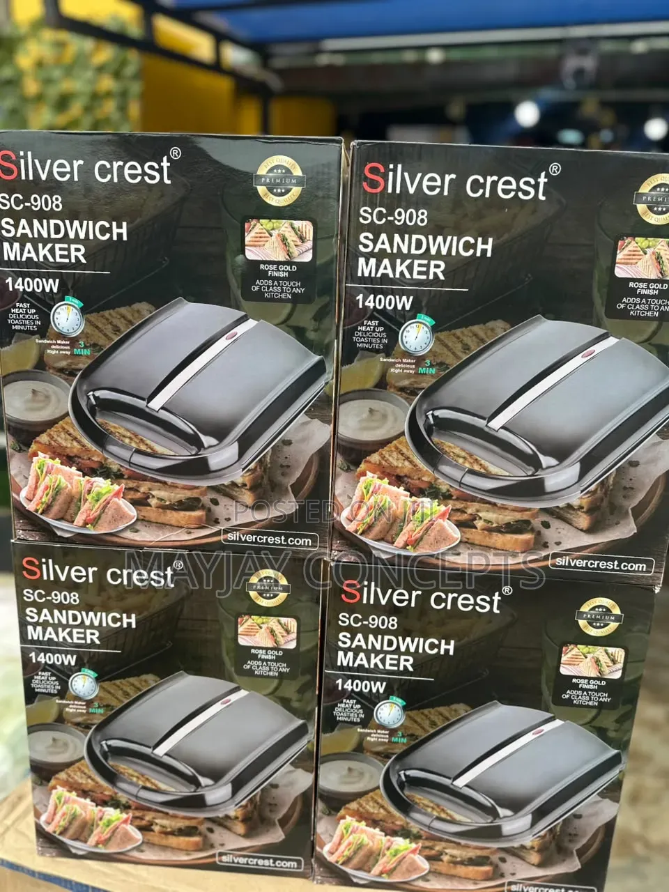 Silver Crest SC-908 1400W Sandwich Maker With Fast Heating Plates