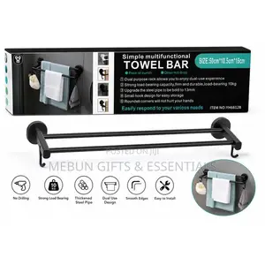 Simple Multifunctional Double Towel Bar Rack With Hooks