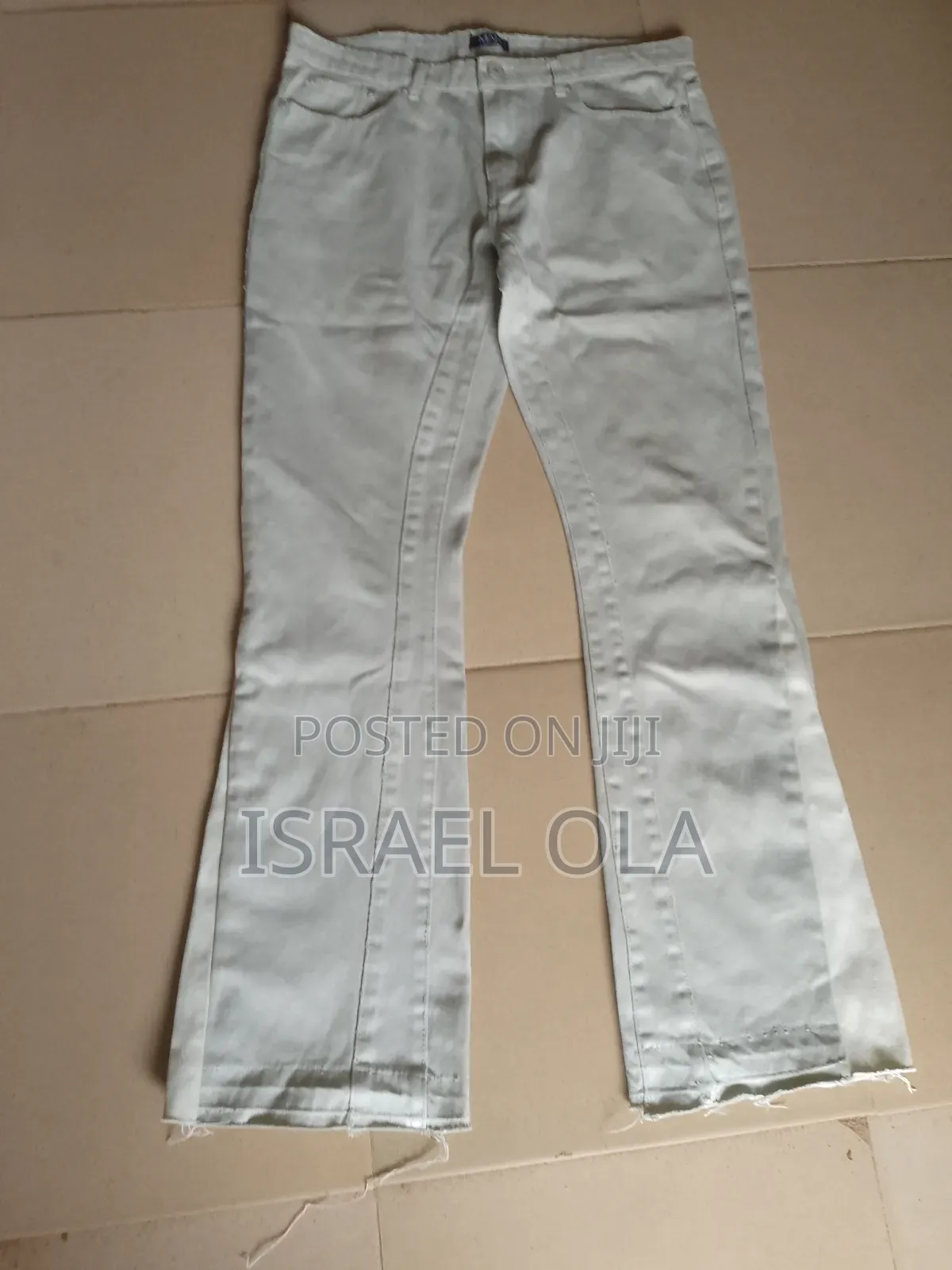 Men's Light Grey Flared Bootcut Jeans