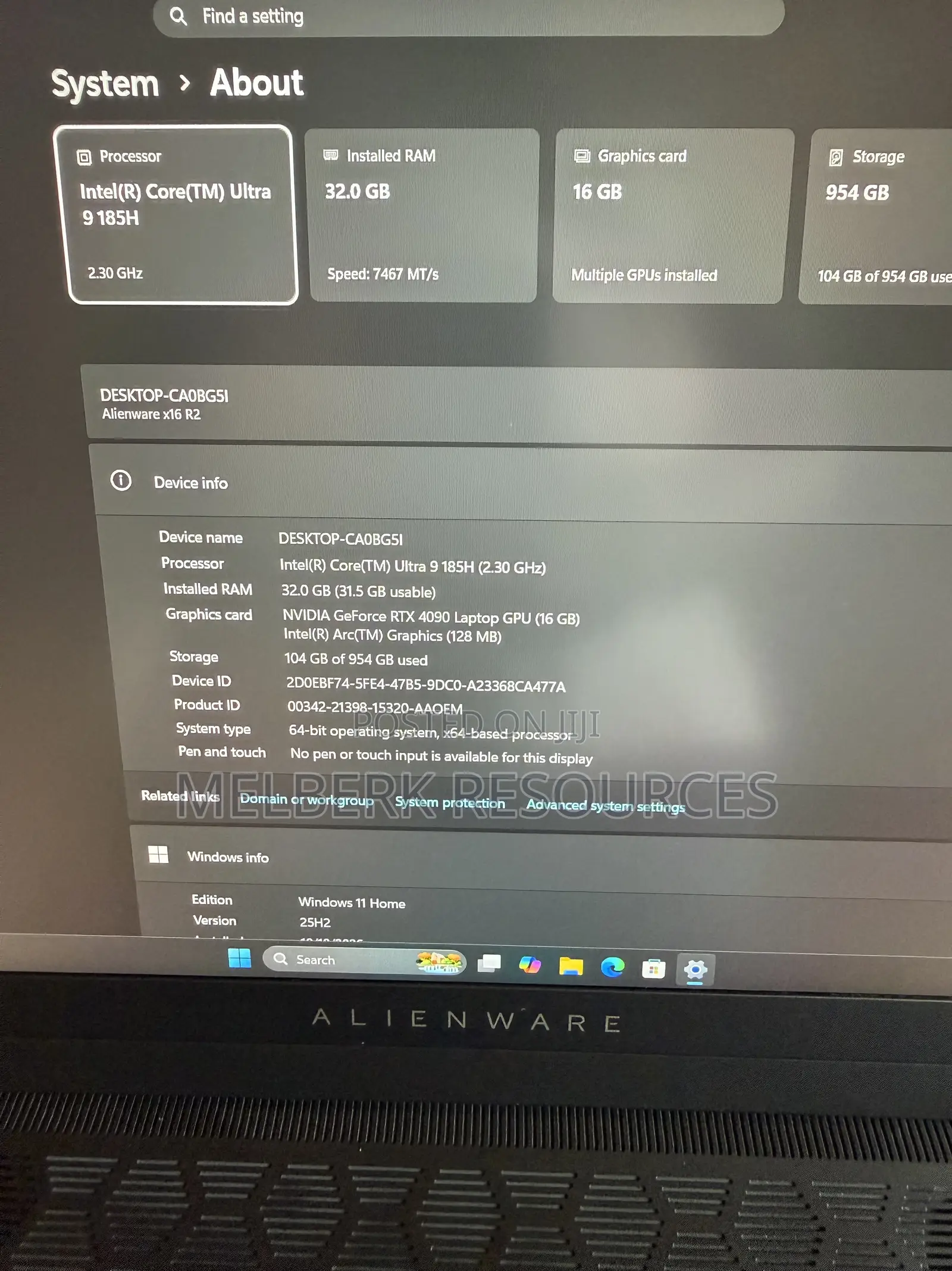 Laptop Alienware X16 R2 32GB Intel Core Ultra 9 SSD 1T