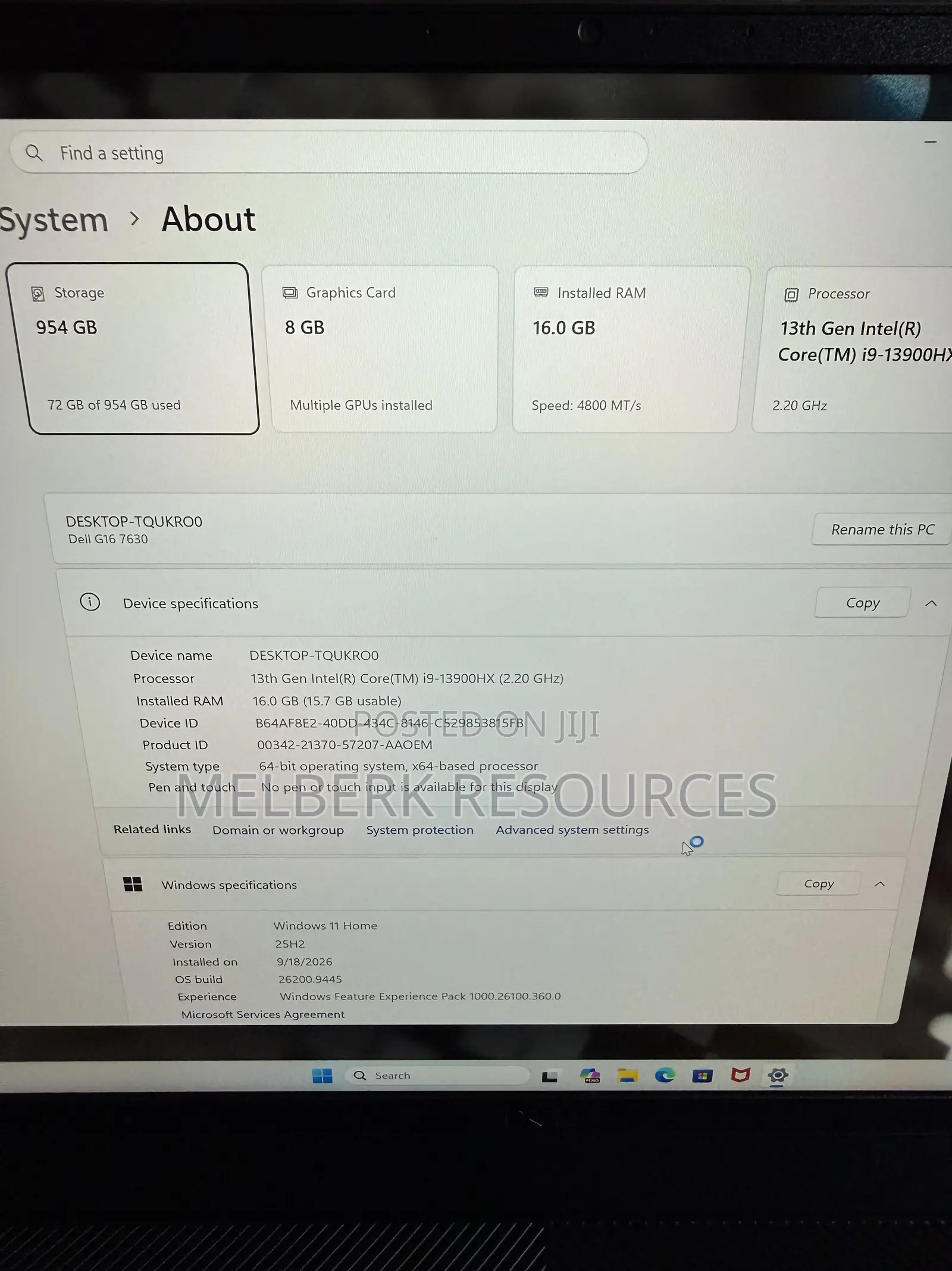 Laptop Dell G16 7630 16GB Intel Core i9 SSD 1T