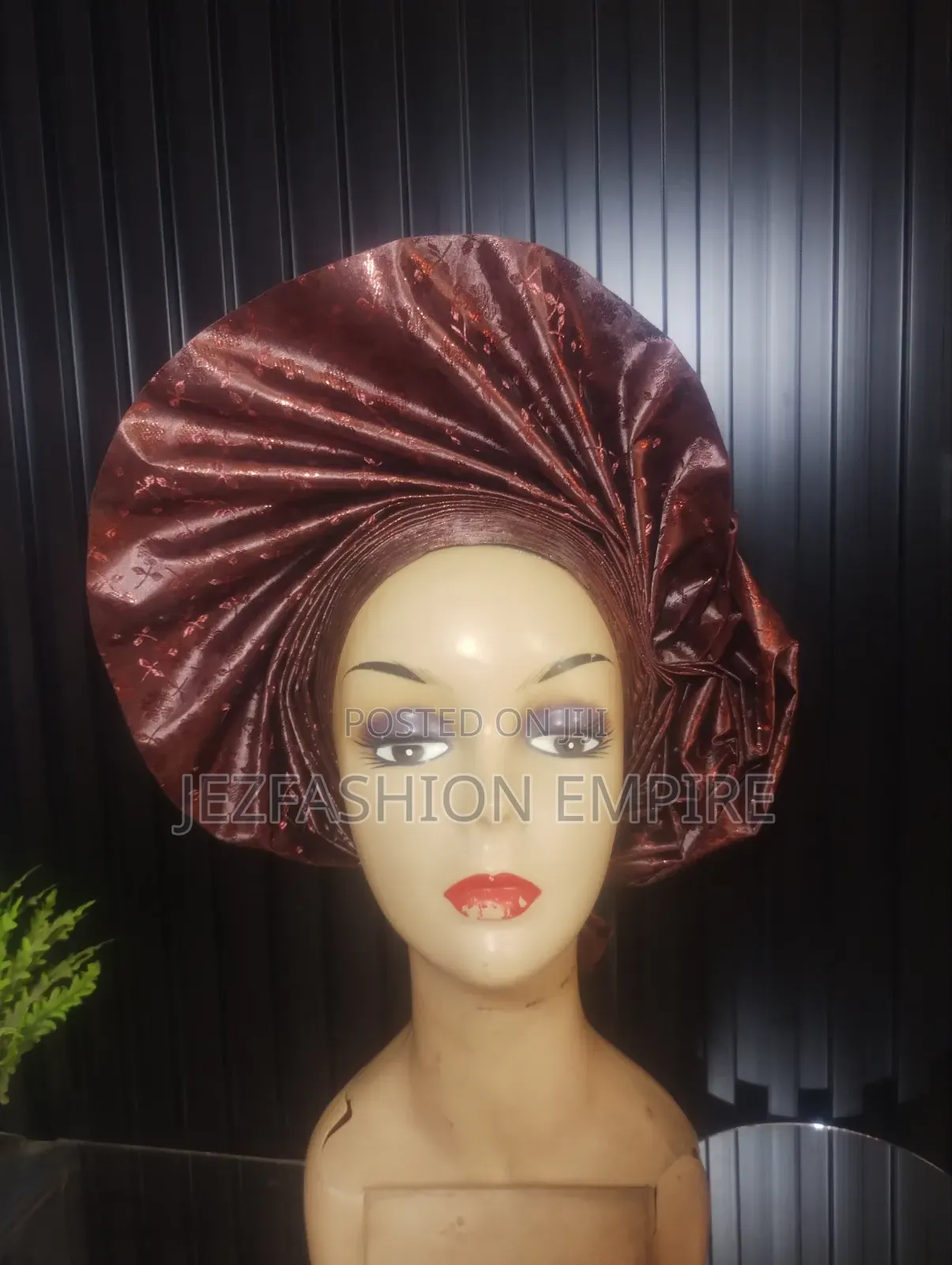 One Sided Fan With Side Ruffle Auto Gele(Already Made/Easy Tie)