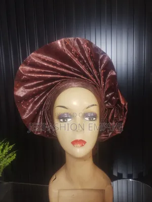 One Sided Fan With Side Ruffle Auto Gele(Already Made/Easy Tie)