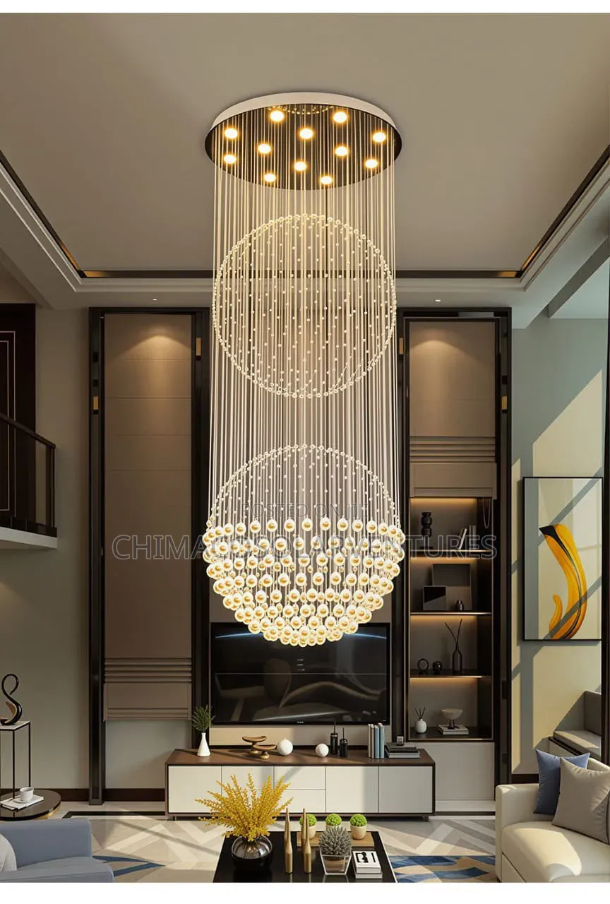 Luxury 2-Large-Crystal-Balls LED Chandelier