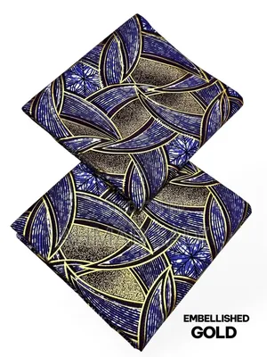 Original Embellished Gold Wax 6 Yards Luxury Shining Ankara Kano