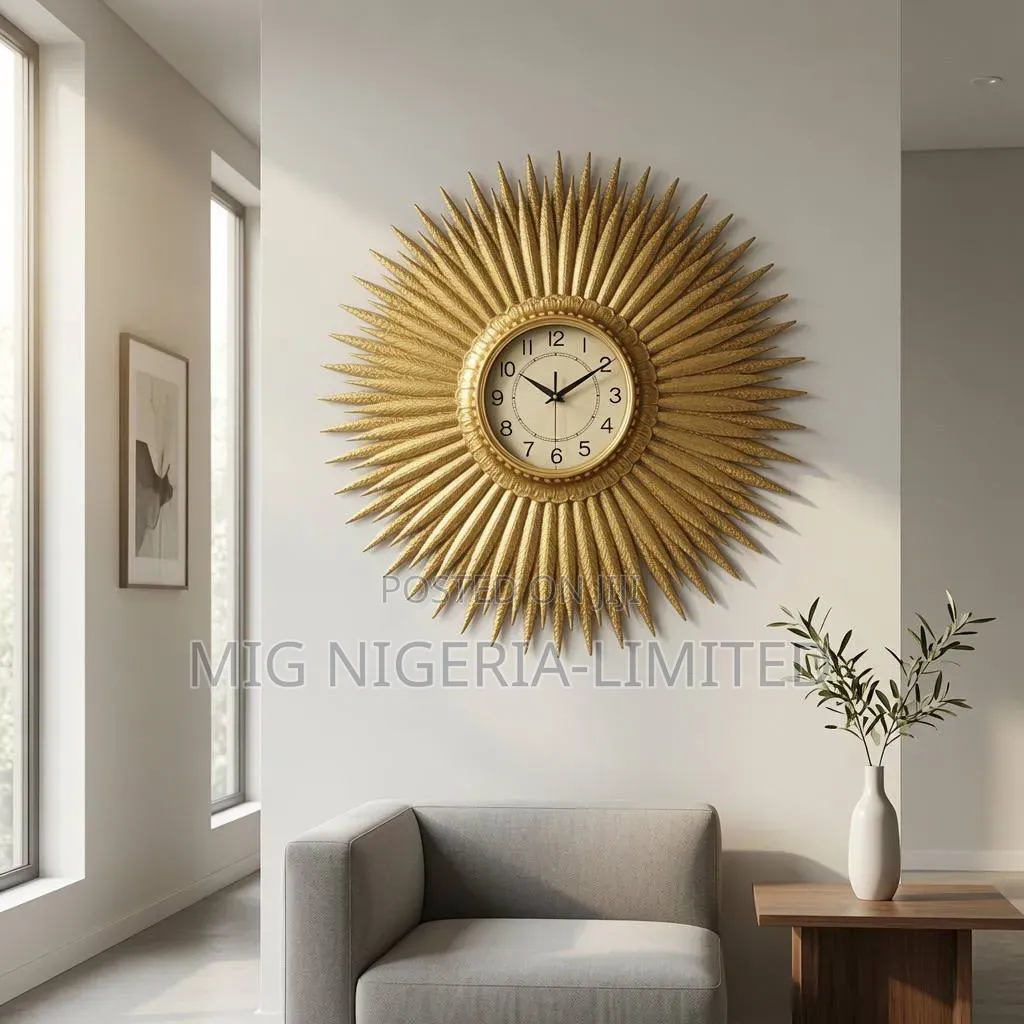 Iron Wall Circle Star Wall Decor Gold Clock