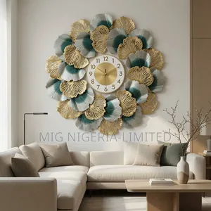 Iron Wall Circle Star Wall Decor Gold Clock