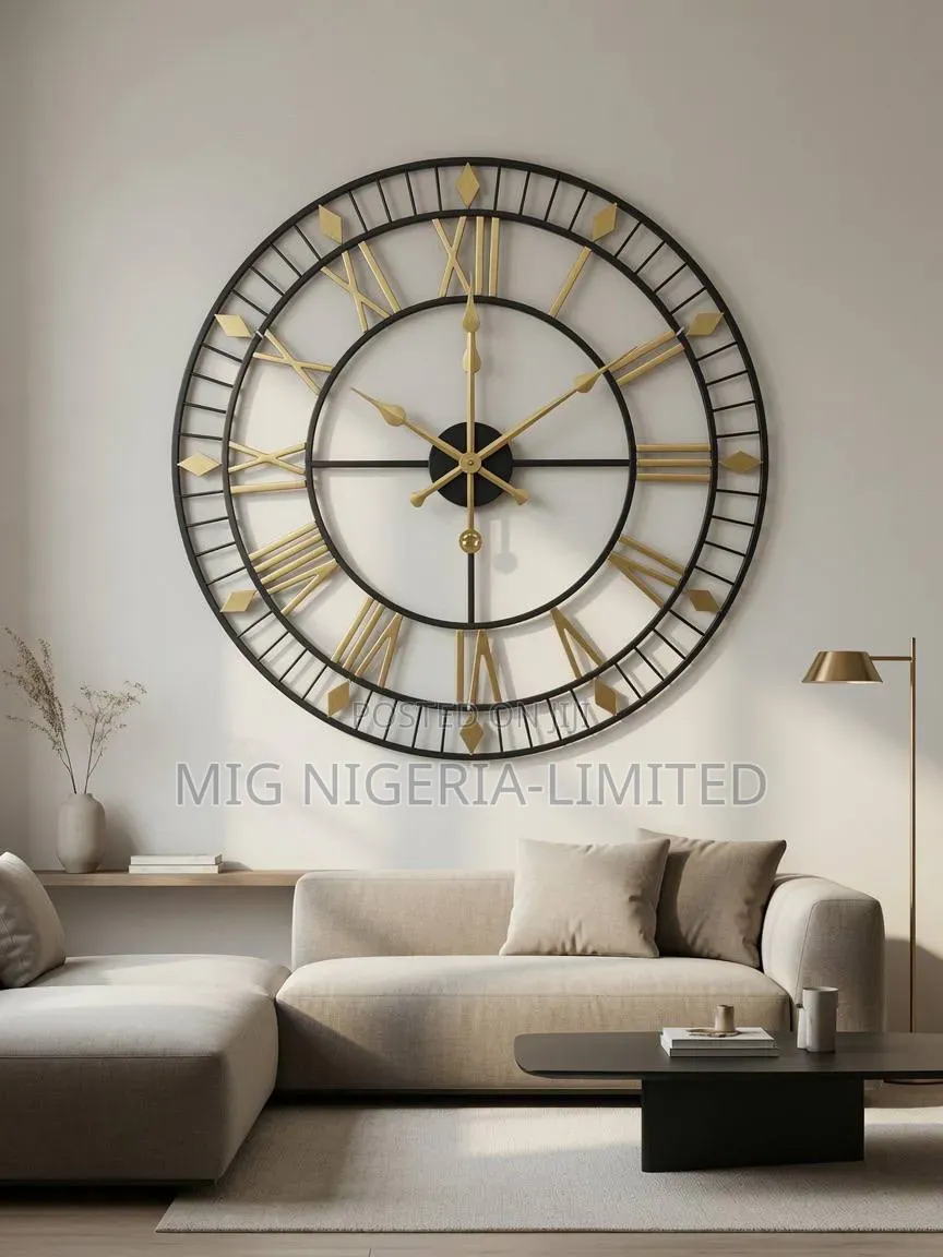 Wall Numerals Circle Black and Gold Clock 70cm
