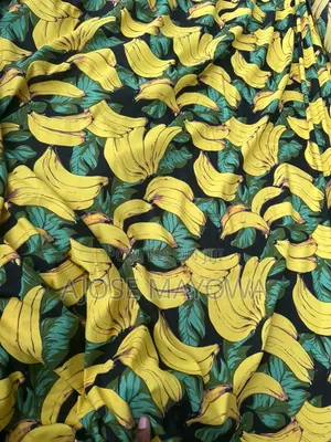 Floral Vintage Crepe Fabric 4 Yards - Yellow Banana Design
