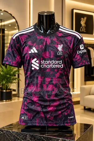 Liverpool FC Black & Magenta Football Jersey – Premium Fan Edition