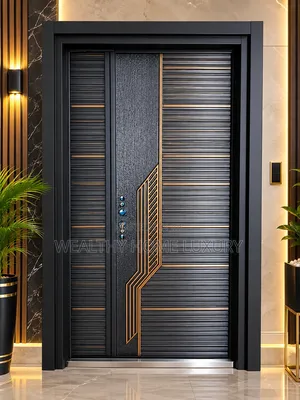 High-Security Copper Cast Main Door With Geometric Design