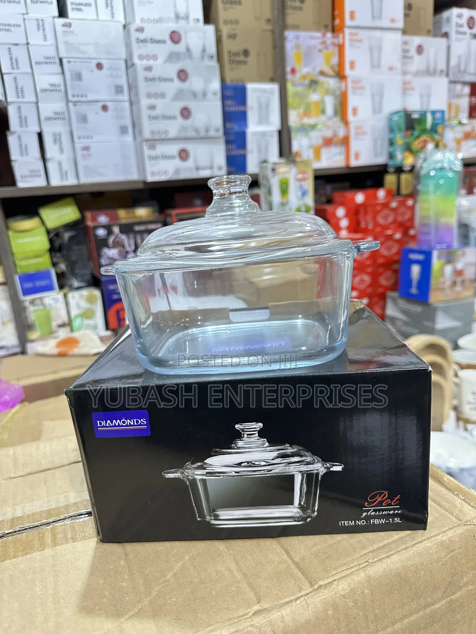 DIAMONDS Glass Pot Glassware With Lid