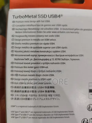 Verbatrim Turbo Metal SSD 1TB External Solid State Drive USB 4