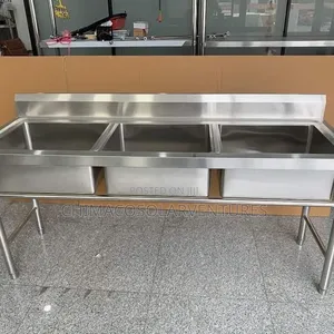 Commercial 3-Compartment Stainless Steel Kitchen Sink - Brand New